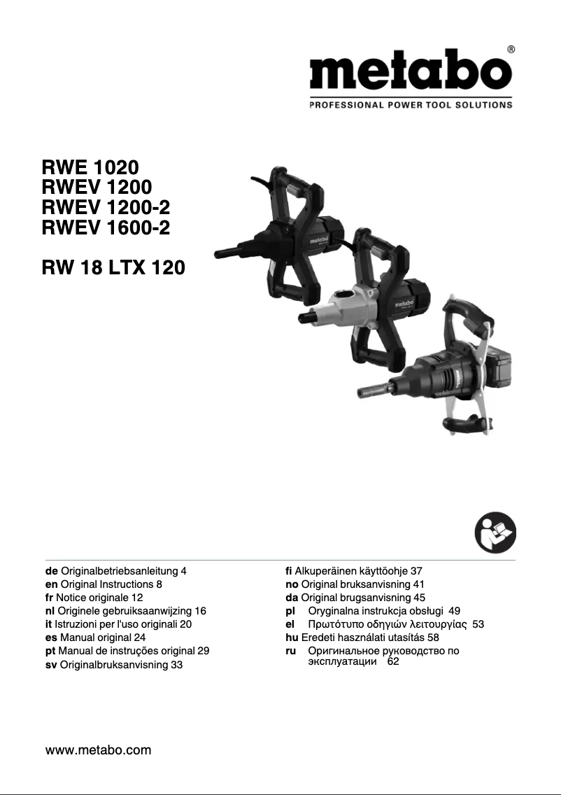 Page 1 of the manual User Manual Metabo RWEV 1200
