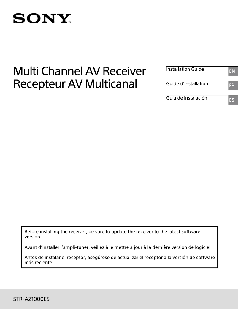 First page image of the manual for STR-AZ1000ES