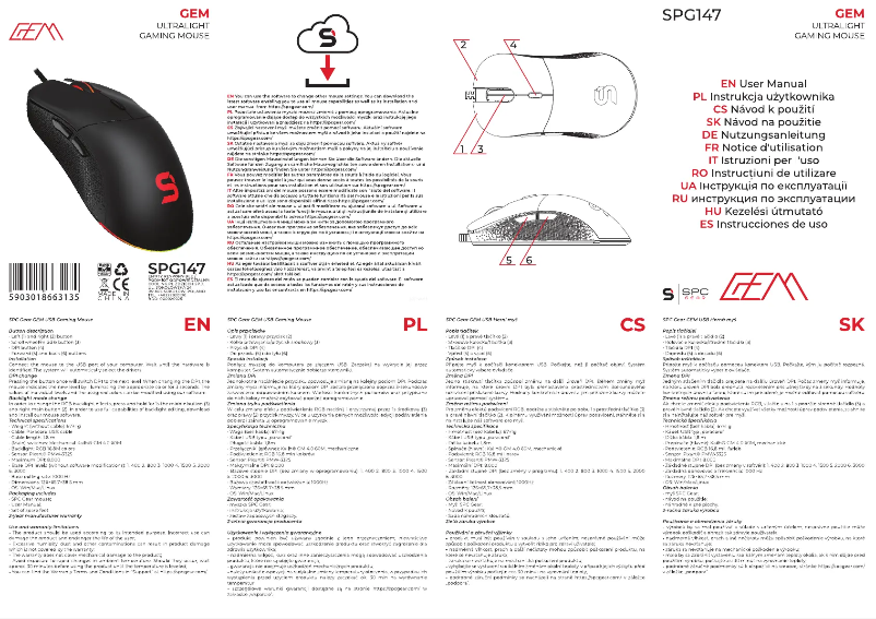 Page 1 of the manual User Manual SPC GEM SPG147