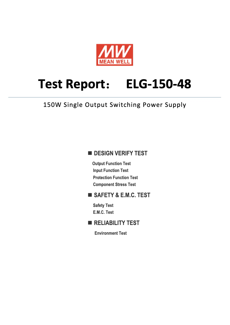 First page image of the manual for ELG-150-48