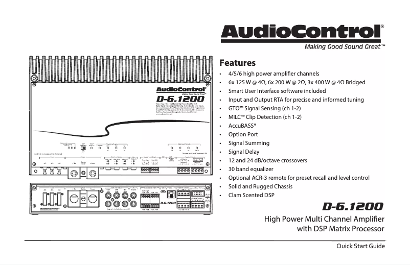 Page 1 of the manual Technical Sheet AudioControl D-6.1200