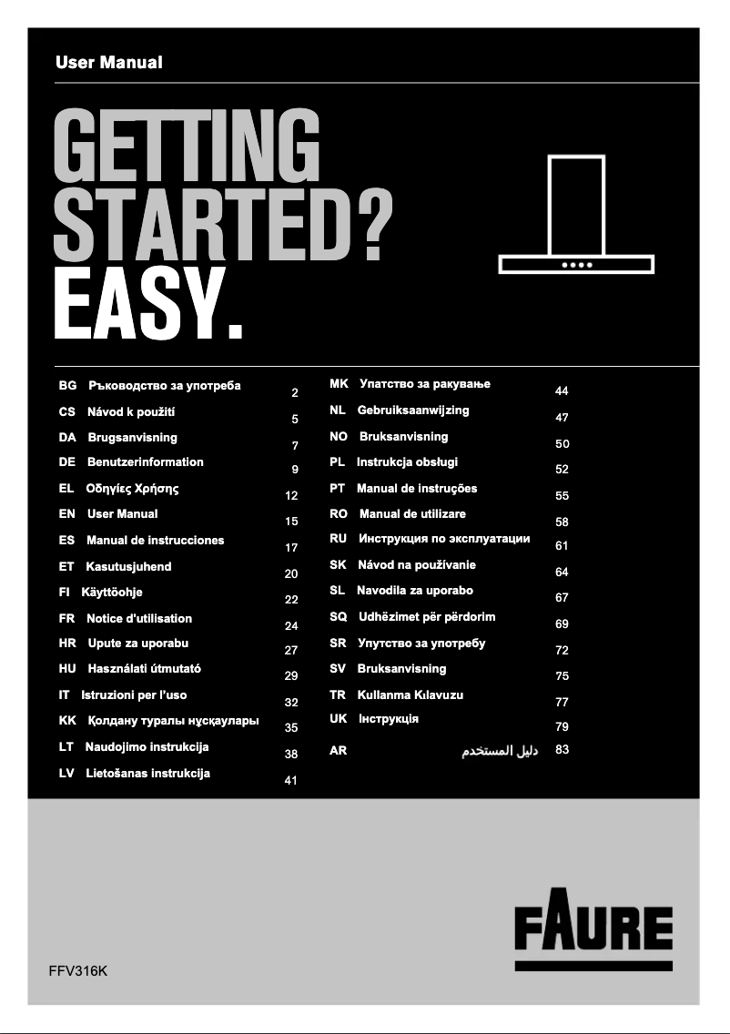 First page image of the manual for FFV316K