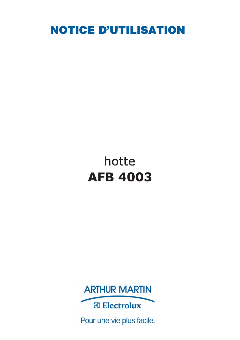 Page 1 of the manual User Manual Arthur Martin-Electrolux AFB4003X