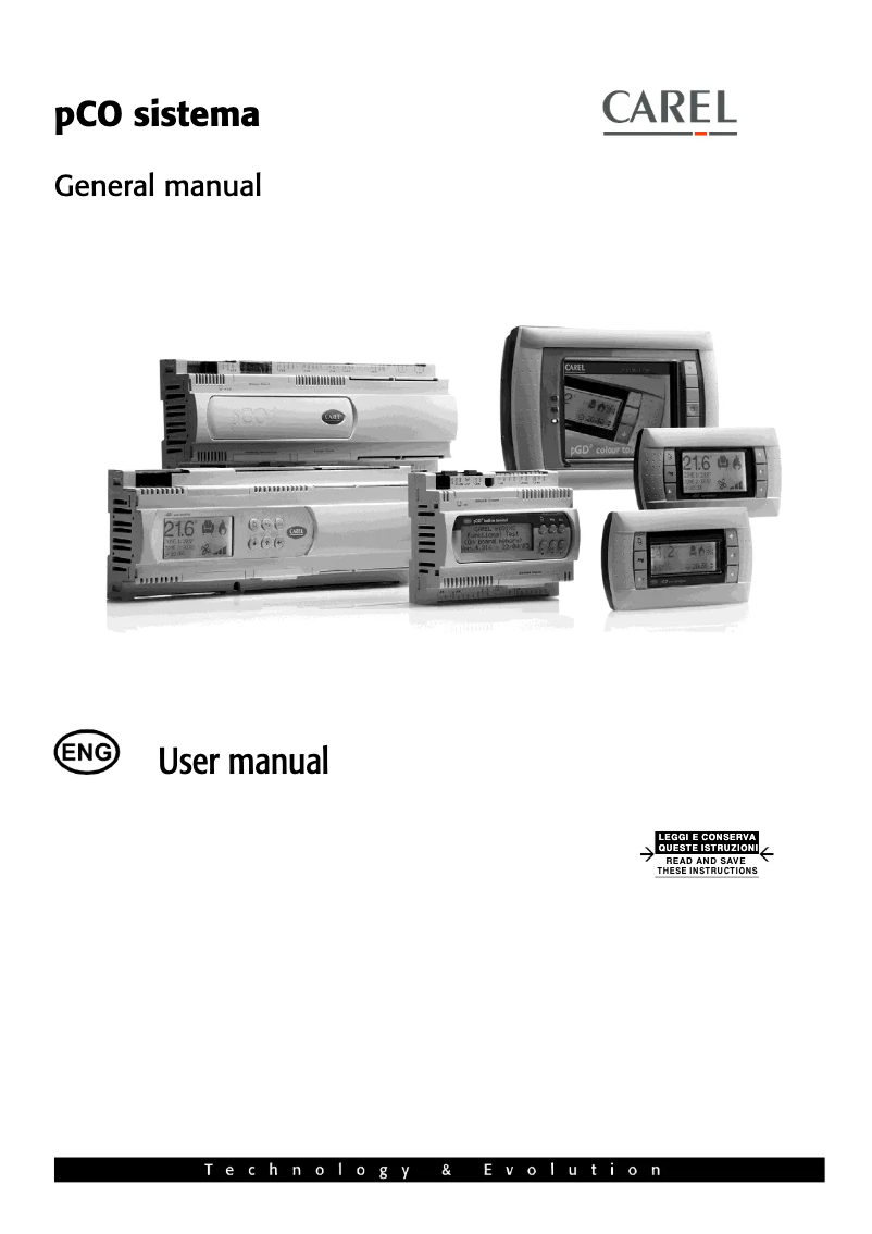 Page 1 of the manual User Manual Carel pCO3