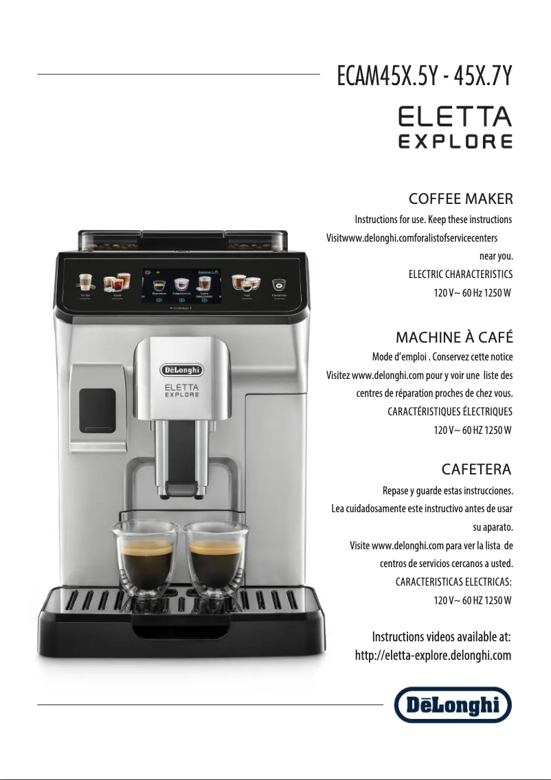 First page image of the manual for Eletta Explore ECAM450.55.S