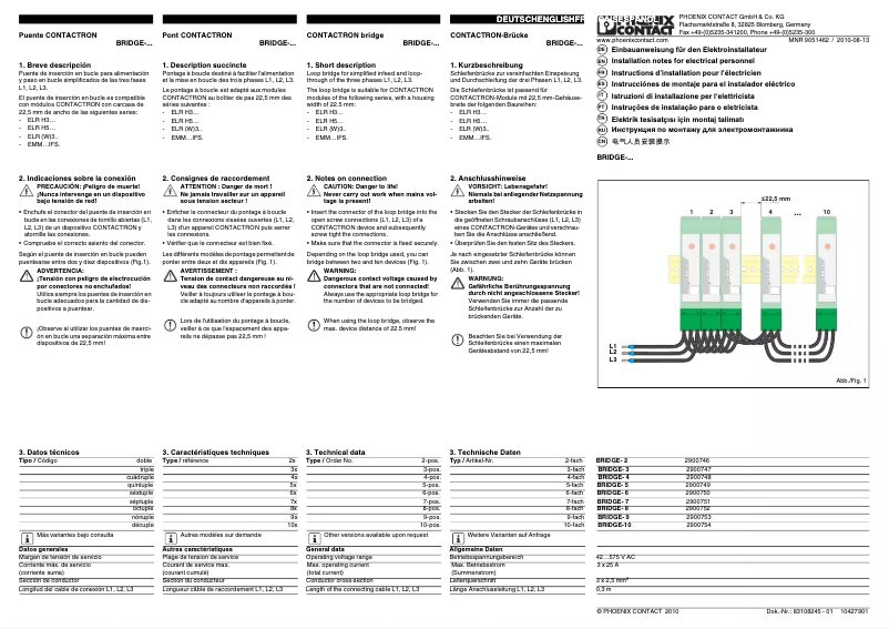 Page 1 de la notice Manuel utilisateur Phoenix Contact BRIDGE-9