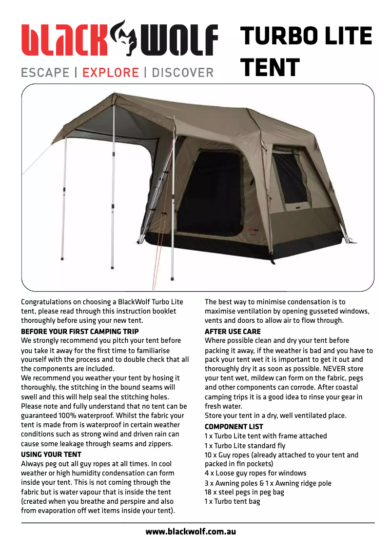 Page 1 of the manual User Manual Black Wolf Turbo Lite 210