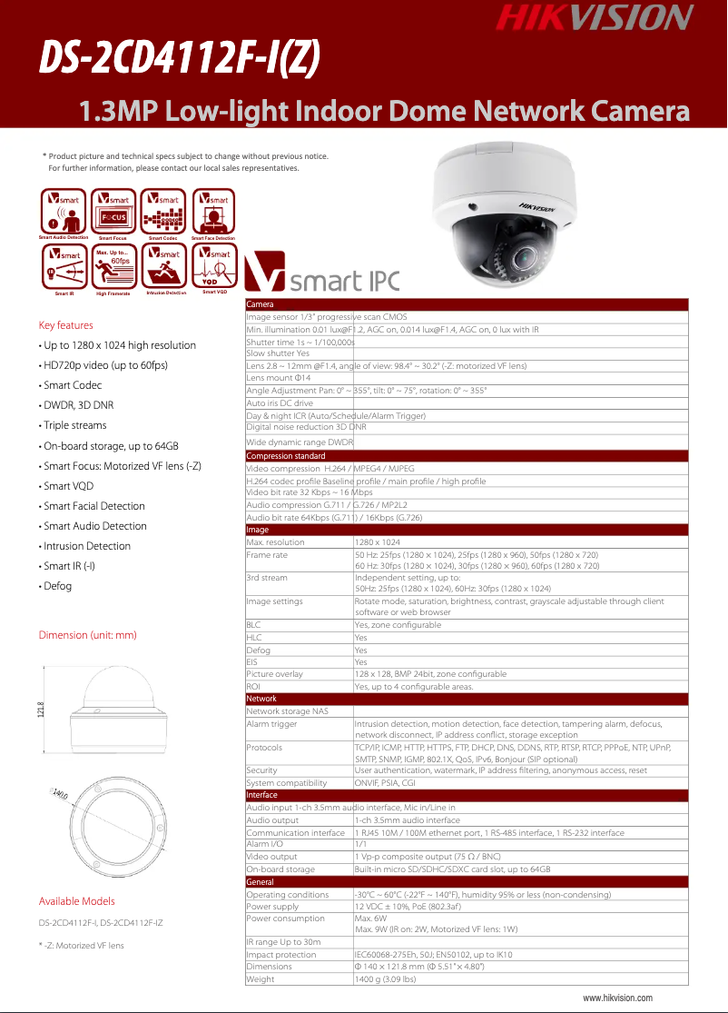 Page 1 of the manual Brochure Hikvision DS-2CD4165F-IZ