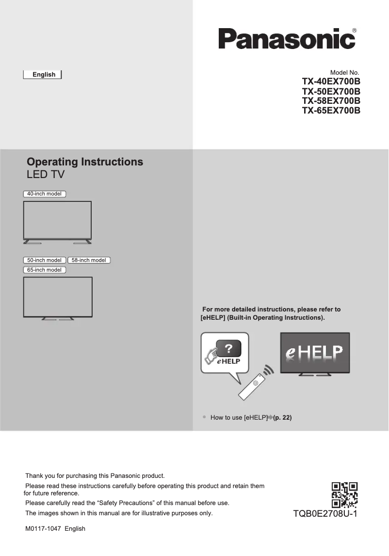 First page image of the manual for TX-50EX700B