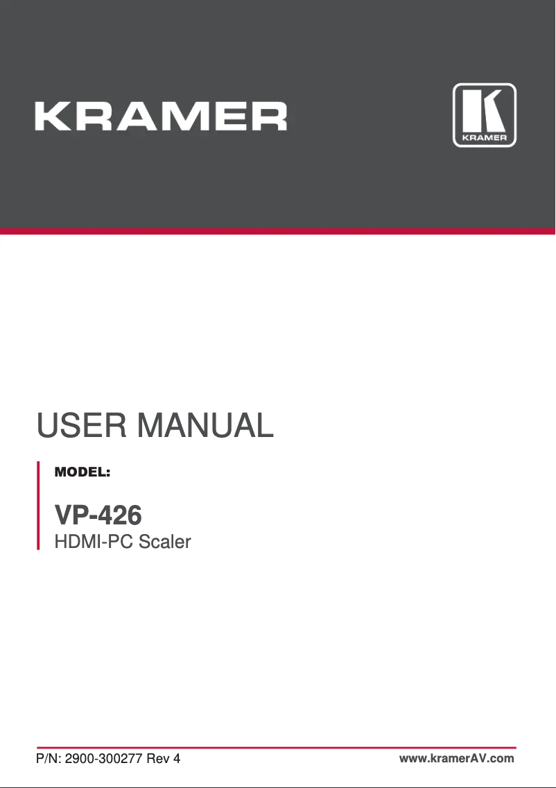 Page 1 de la notice Manuel utilisateur Kramer VP-426