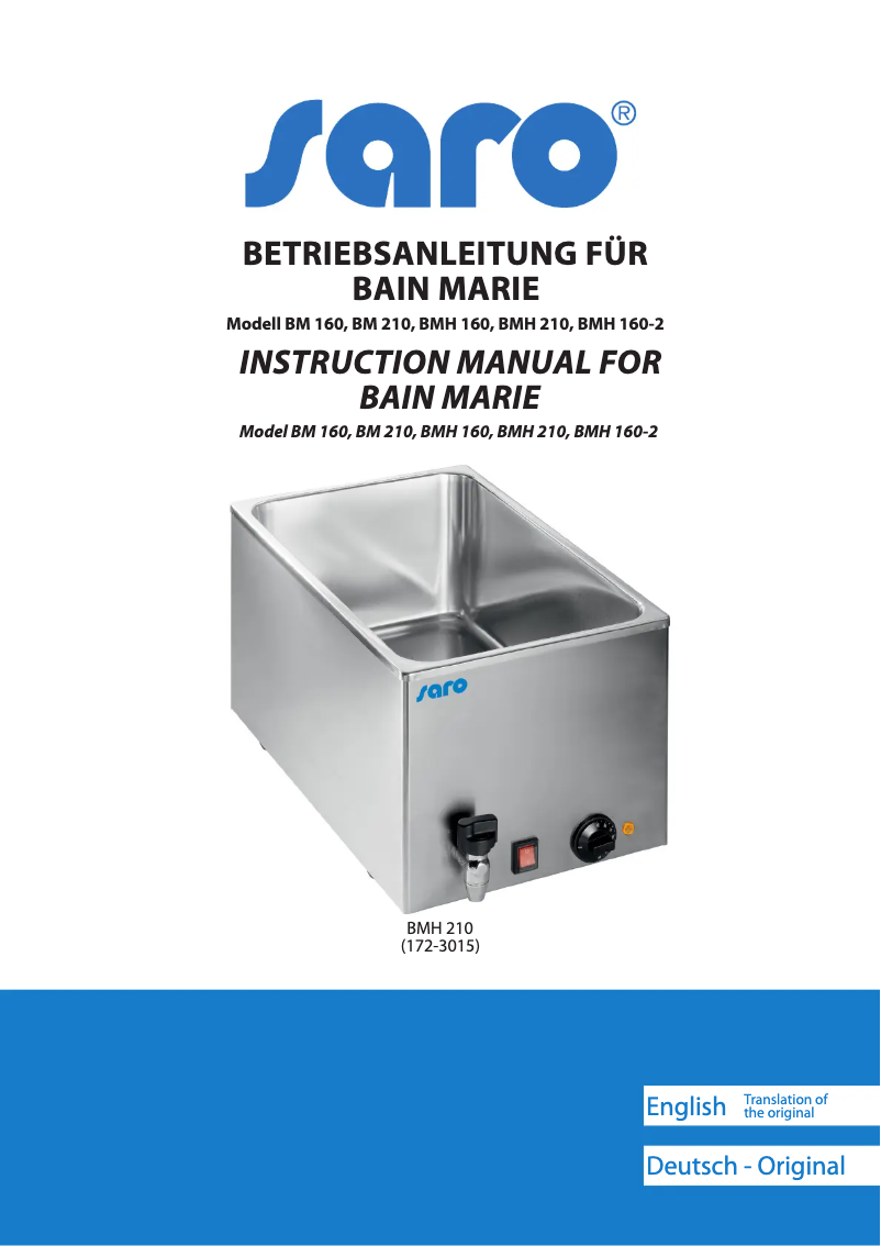 Page 1 of the manual User Manual Saro BMH 210