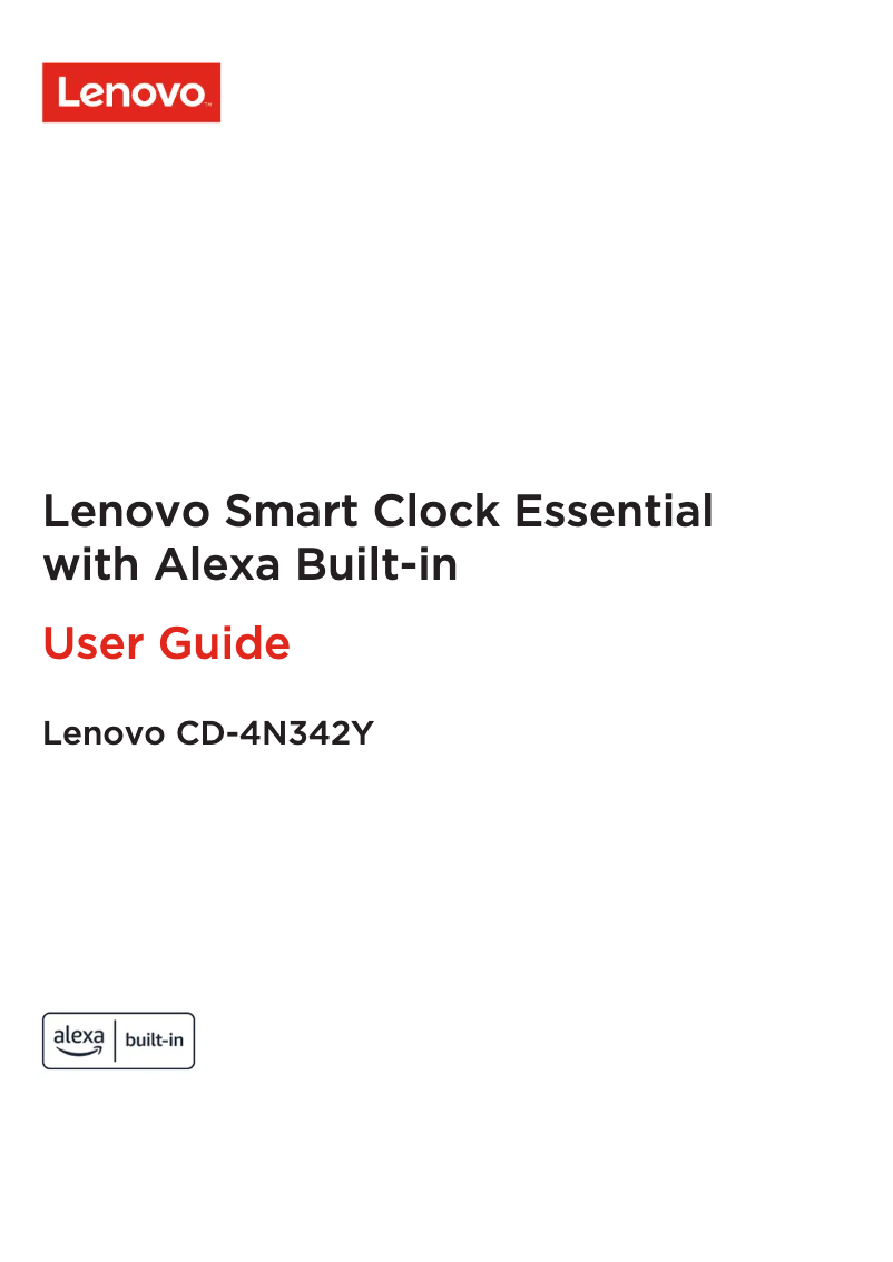 Page 1 of the manual User Manual Lenovo Smart Clock Essential CD-4N342Y