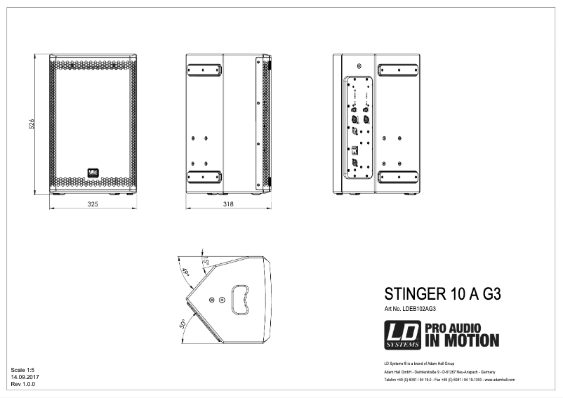 Page 1 of the manual Technical Sheet LD Systems STINGER 10 A G3
