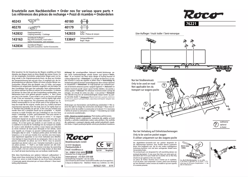 Page 1 of the manual User Manual Roco 76221
