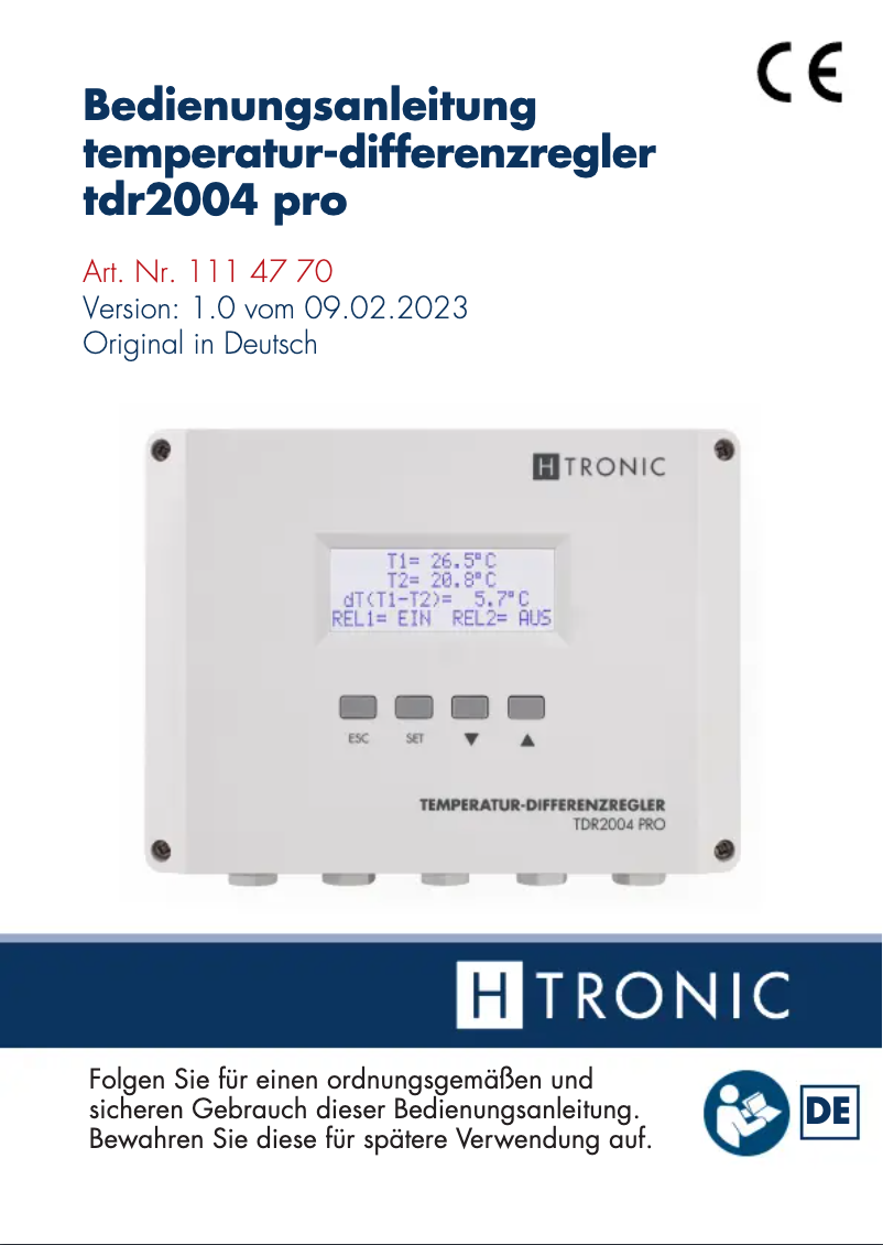 Page 1 of the manual User Manual H-Tronic tdr2004 pro