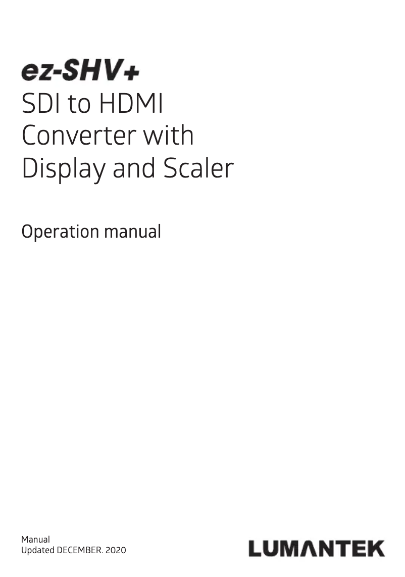 First page image of the manual for EZ-SHV+