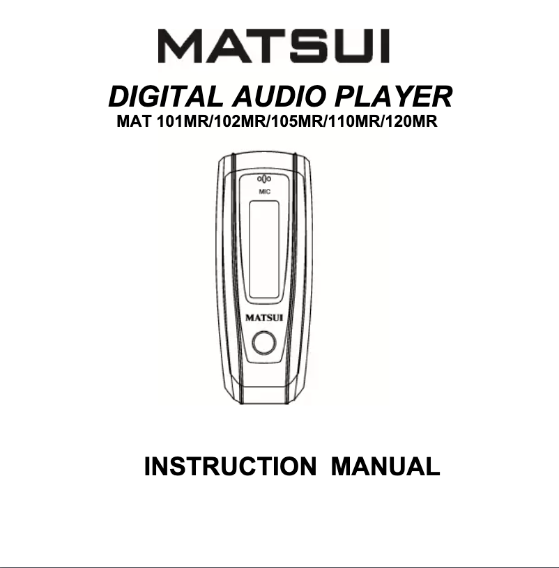 First page image of the manual for MAT 110MR
