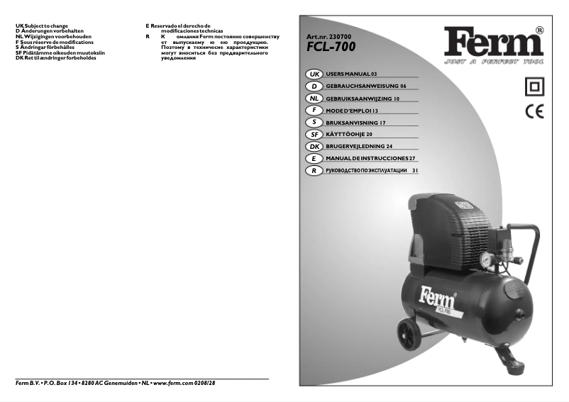 First page image of the manual for CRM1001 FCL-700