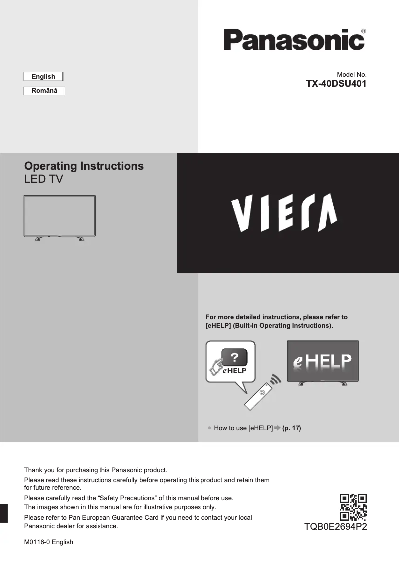 First page image of the manual for TX-40DSU401