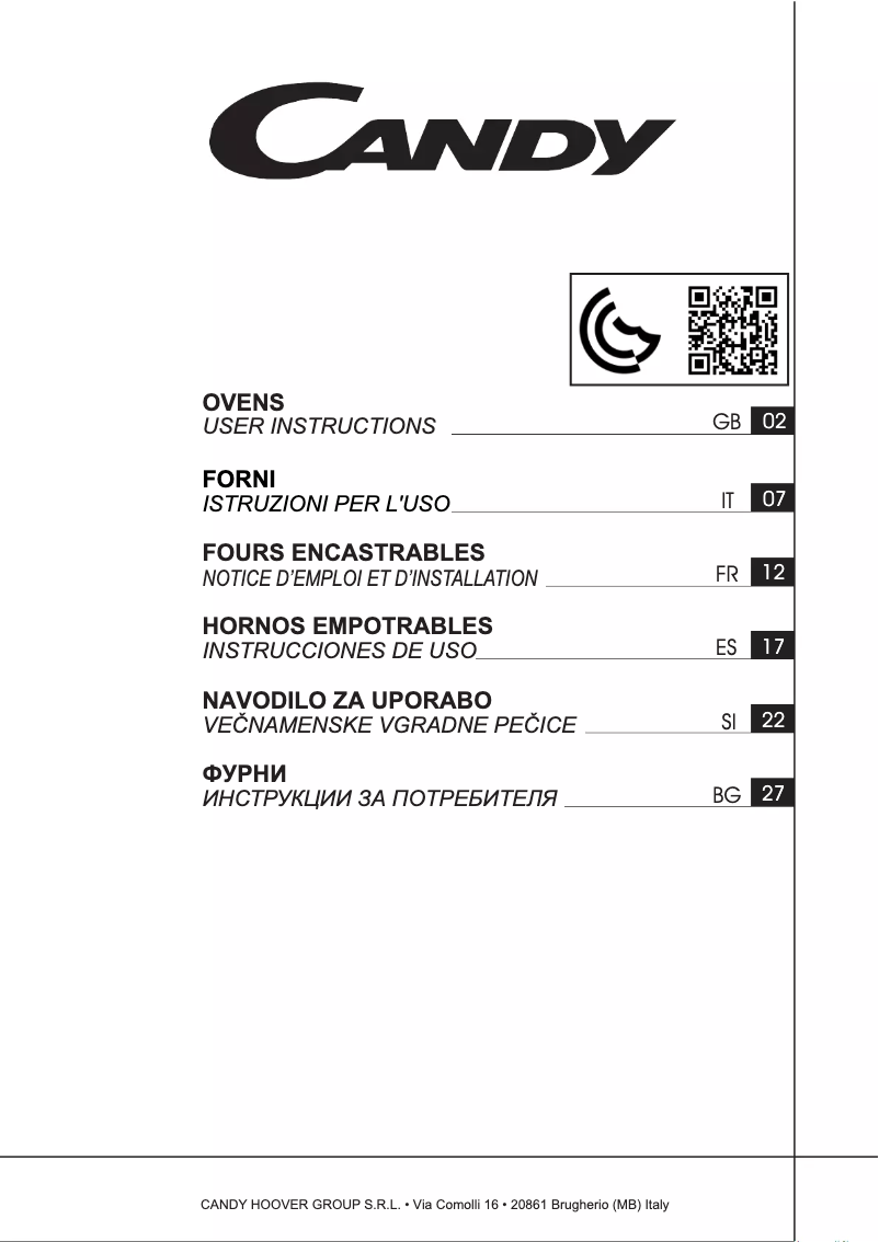 First page image of the manual for CGHOPK60X/E