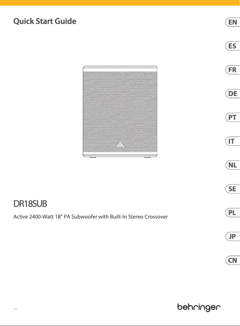 First page image of the manual for DR18SUB