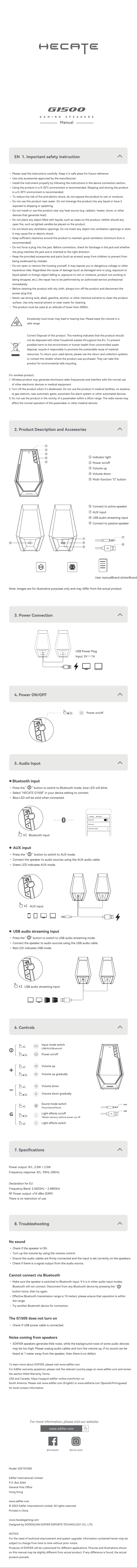 Page 1 of the manual User Manual Edifier Hecate G1500