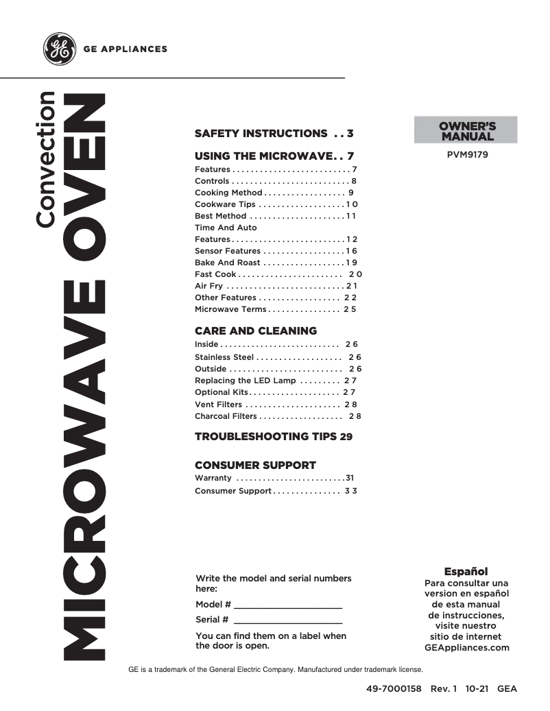Page 1 of the manual Use and Maintenance Manual GE Profile PVM9179FRDS