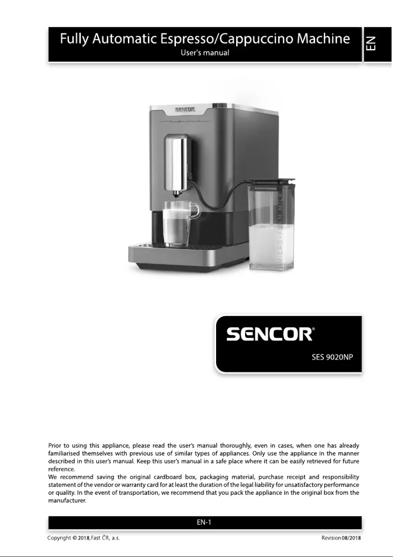 Page 1 of the manual User Manual Sencor SES 9020NP
