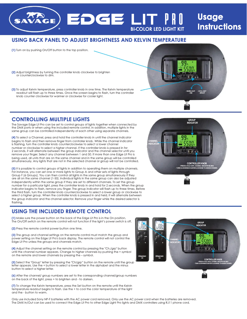 First page image of the manual for Edge Lit Pro