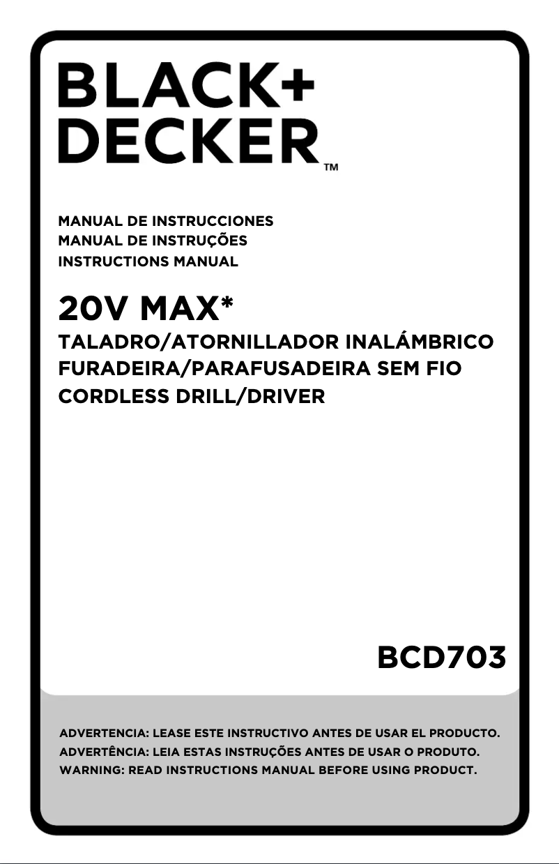 First page image of the manual for BCD703