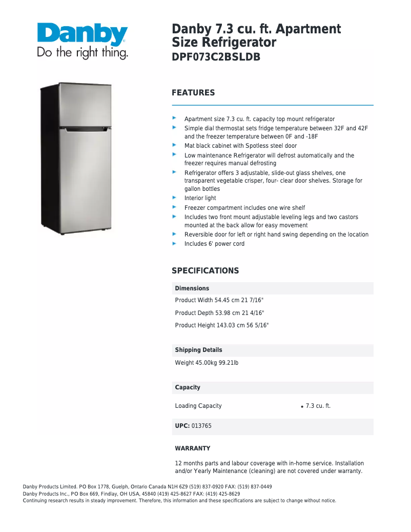 First page image of the manual for DPF073C2BSLDB