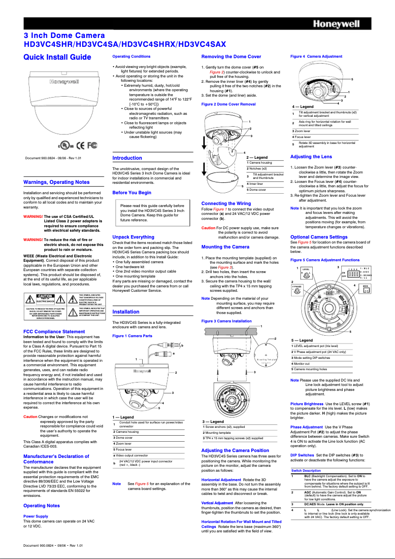 Page 1 of the manual User Manual Honeywell HD3VC4SA