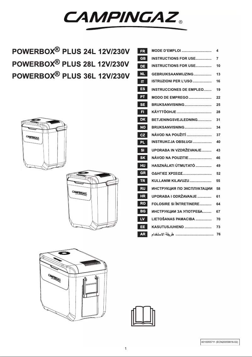 First page image of the manual for PowerBox Plus 36L 12V/230V