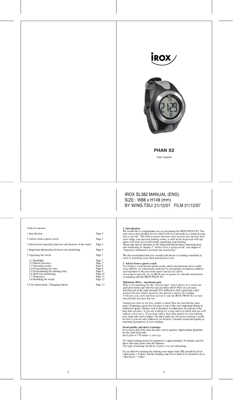 First page image of the manual for PHAN-X2