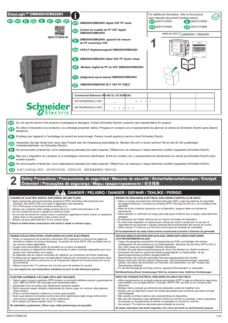 Page 1 of the manual User Manual Schneider EasyLogic DM6000H