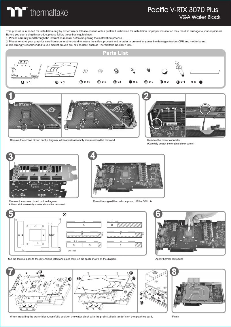 Page 1 of the manual User Manual Thermaltake Pacific V-RTX 3070 Plus
