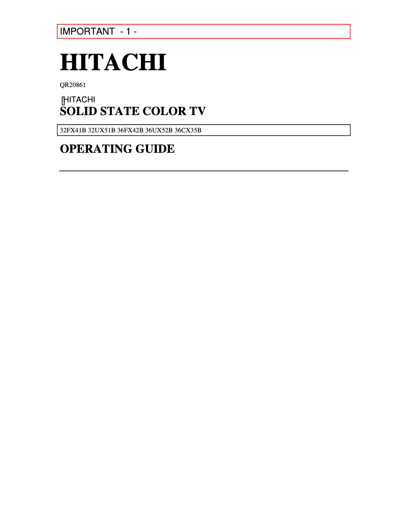 Page 1 of the manual User Manual Hitachi 32FX41B