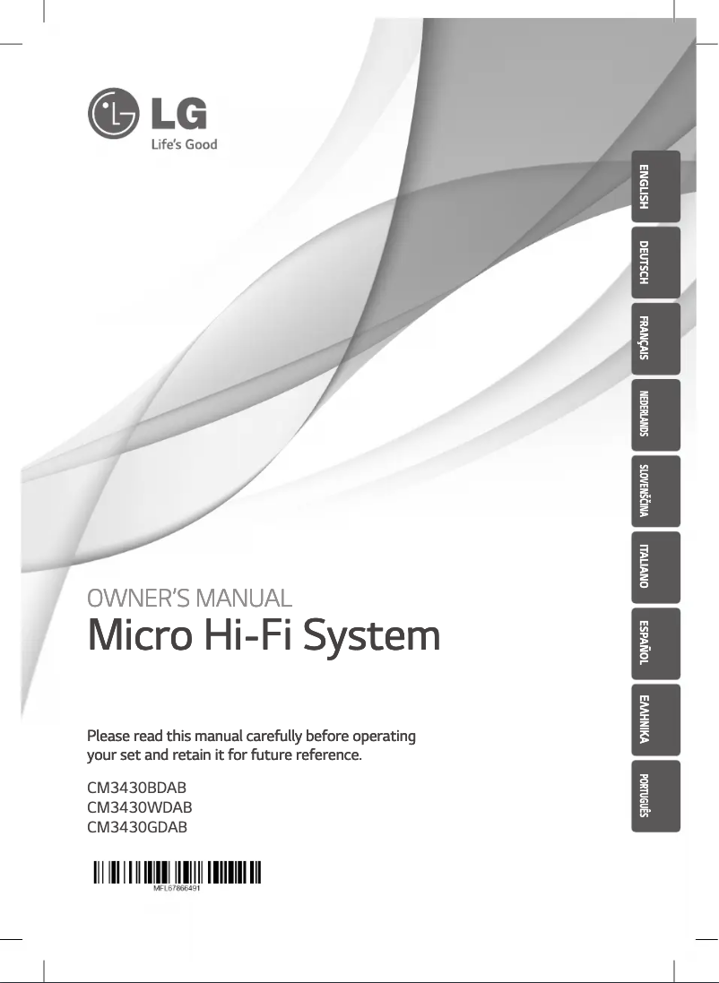 First page image of the manual for CM3430WDAB
