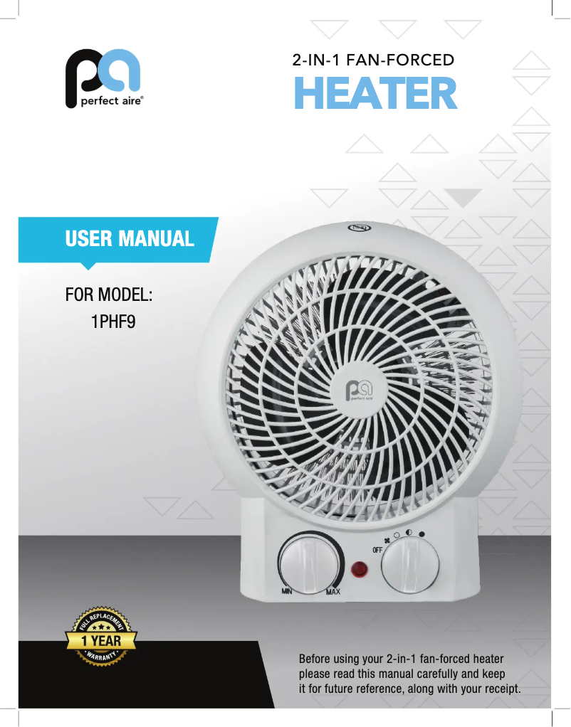 Page 1 of the manual User Manual Perfect Aire 1PHF9