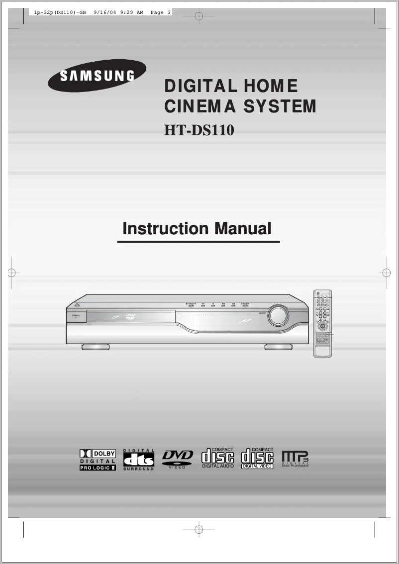 Page 1 of the manual User Manual Samsung HT-DS110