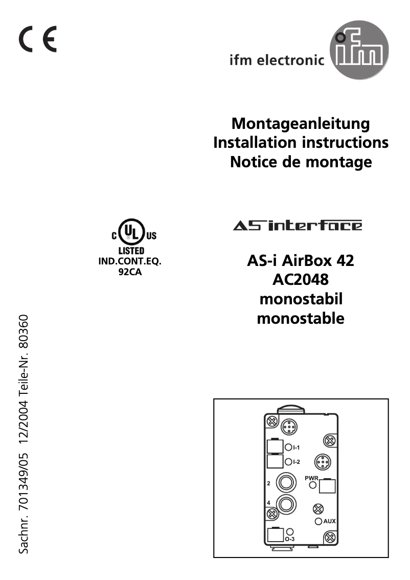 First page image of the manual for AC2048
