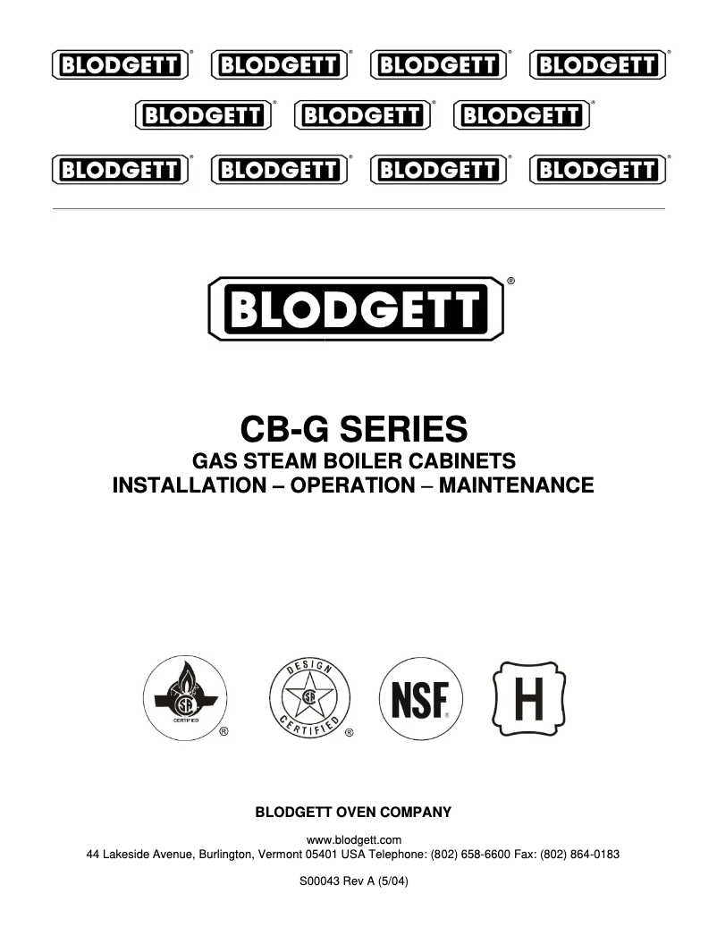 Page 1 of the manual User Manual Blodgett CB36-200G
