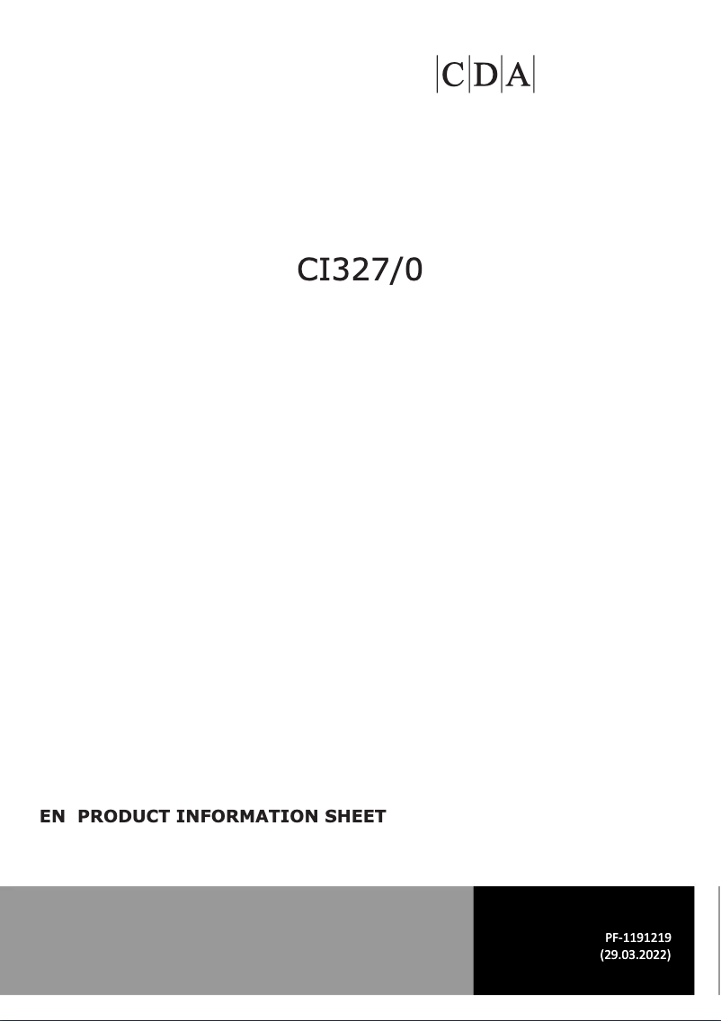 Page 1 of the manual Technical Sheet CDA CI327