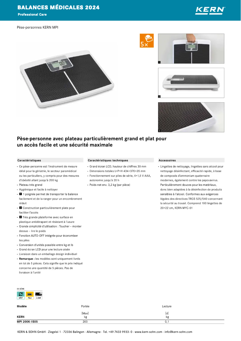 Page 1 of the manual Brochure Kern MPI 200K-1