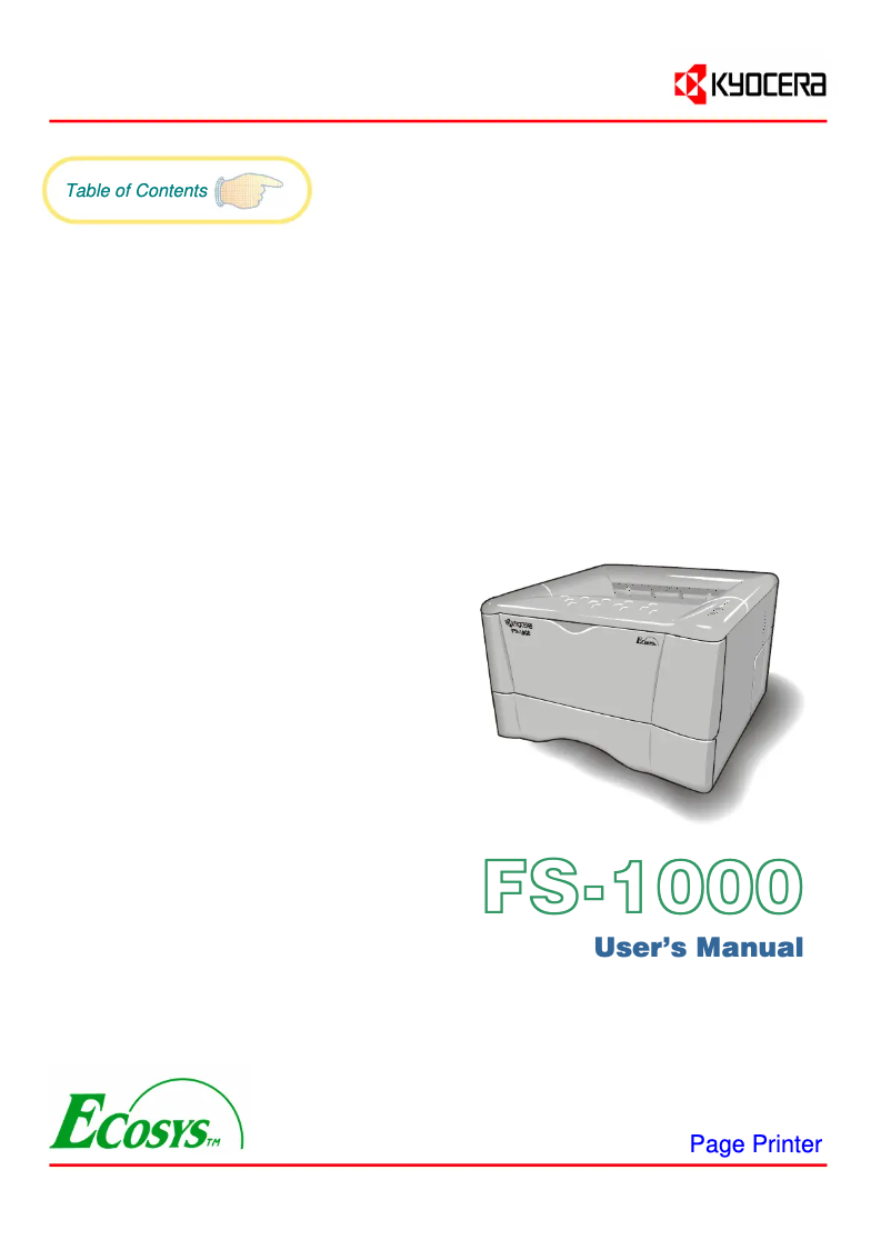 First page image of the manual for FS-1000