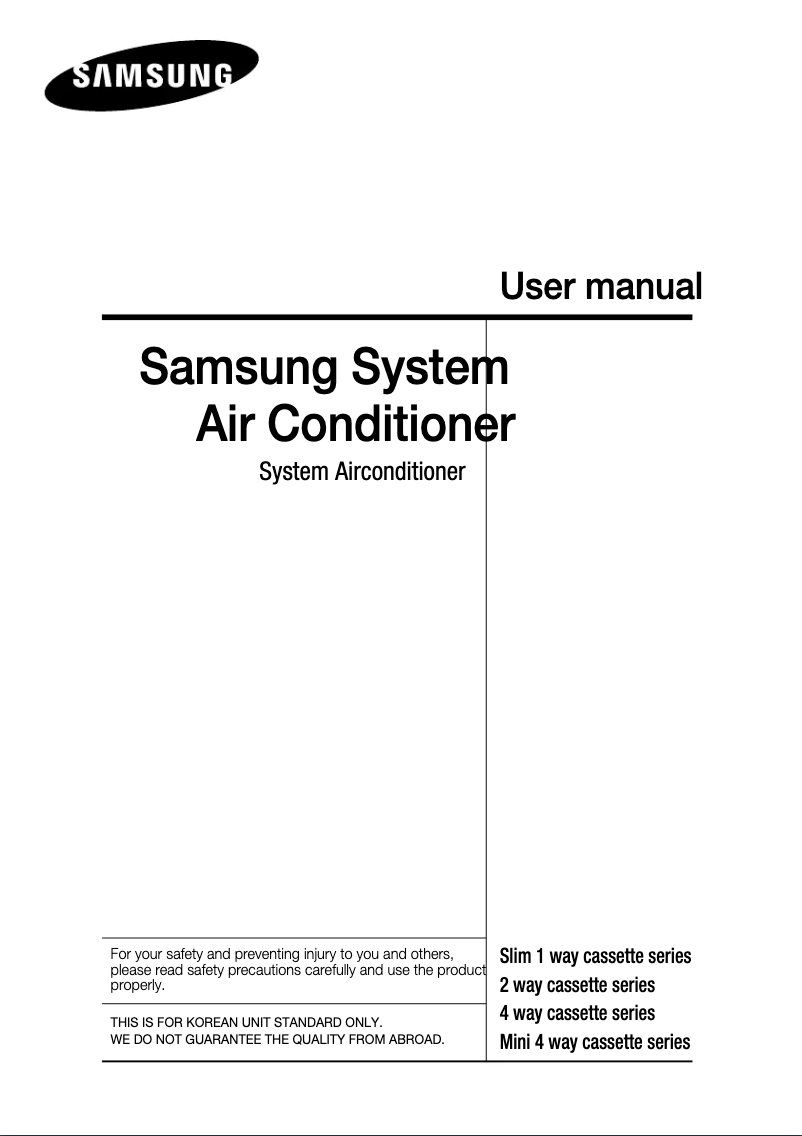 Page 1 of the manual User Manual Samsung AVXCSH052B3