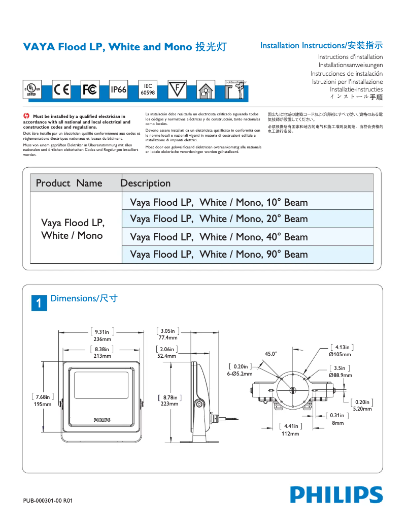 Page 1 of the manual User Manual Philips BCP413 18xLED-HB/GN 100-240 20 CE CQC