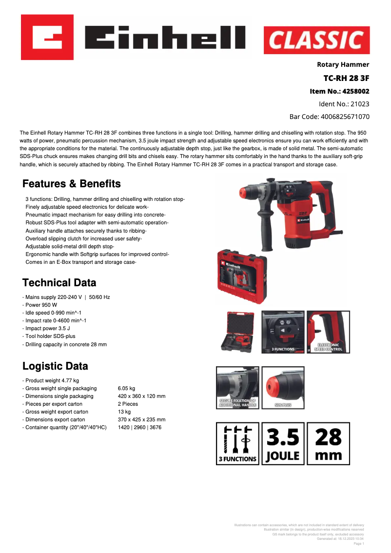 First page image of the manual for TC-RH 28 3F
