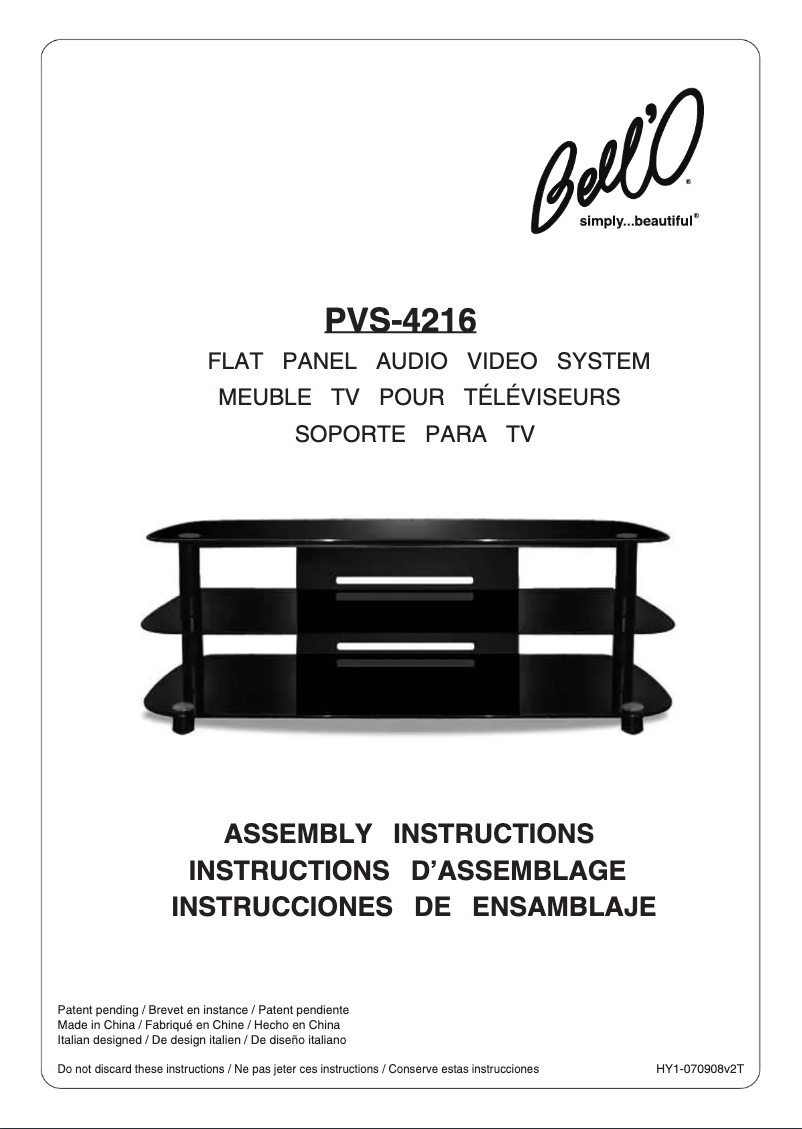 Page 1 of the manual User Manual Bell'O PVS-4216
