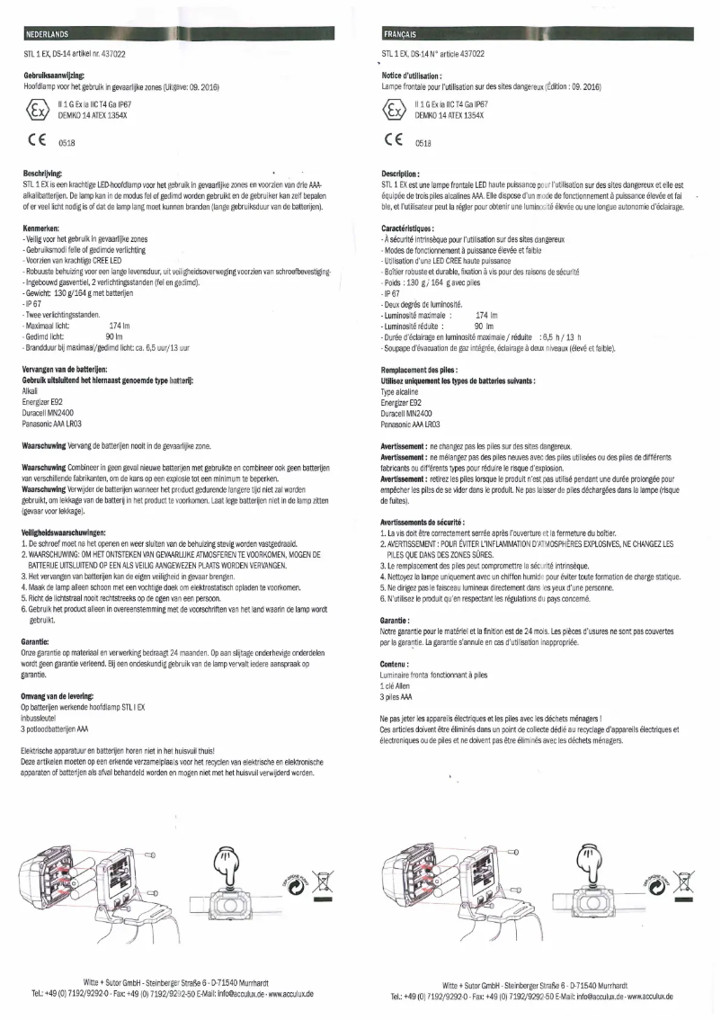 Page 1 of the manual User Manual AccuLux STL 1 EX